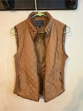 C’EST TOI Tan Quilted Puffer Vest Women’s Small Brown Zip Up